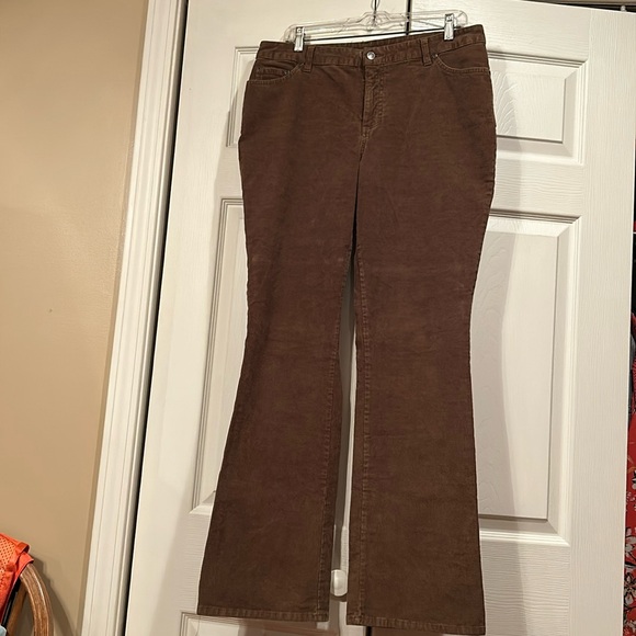 St John’s Bay sz 12 Boot Cut Brown Corduroys with Tummy Panel Secret Slender - Picture 1 of 8